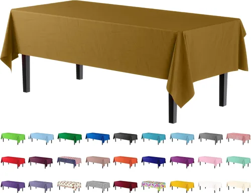 Miniatura 51 de Party Solids Paquete de 4 manteles de plástico color azul aguamarina, 54 x 108 pulgadas, mantel desechable para fiestas y pícnics