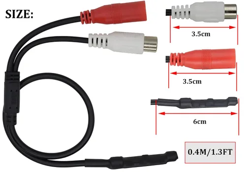Miniatura 3 de Micrófono CCTV Dispositivo de recogida de cable de audio Micrófono para exteriores CCTV RCA Micrófono de vigilancia DVR Preamplificador de alta