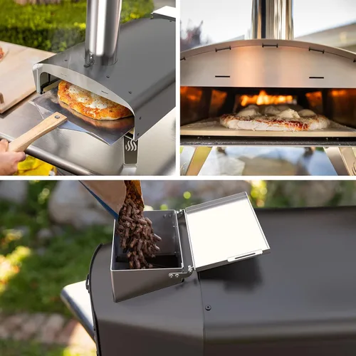 Miniatura 5 de Mimiuo Horno de pizza de pellets de madera para exteriores de 12 pulgadas, estufa de pizza de acero inoxidable resistente de 34.8 libras, pizza