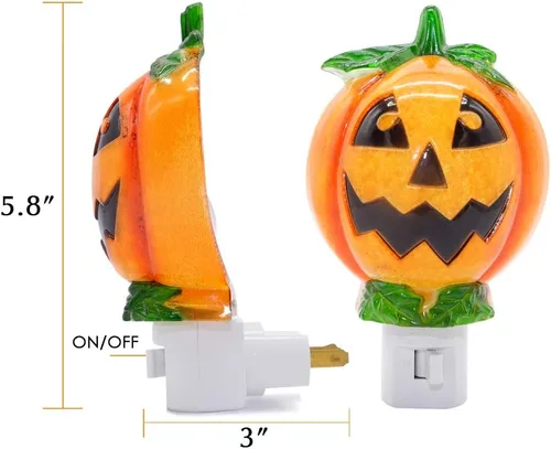 Miniatura 5 de Luz nocturna enchufable de calabaza con enchufe giratorio de 360 grados para decoración de Halloween