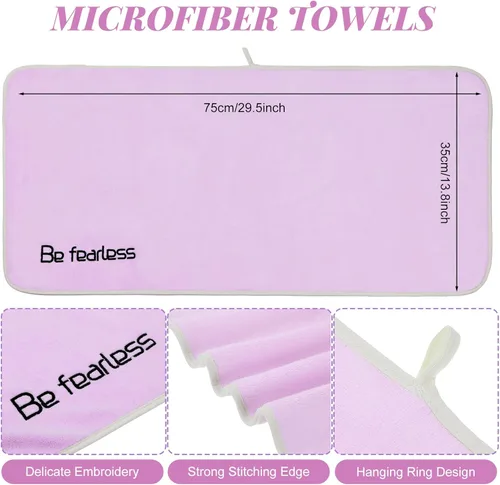 Miniatura 2 de Peryiter 9 toallas de microfibra para gimnasio para hombres y mujeres, toallas de entrenamiento Soft Be Fearless para yoga, deportes, ejercicio