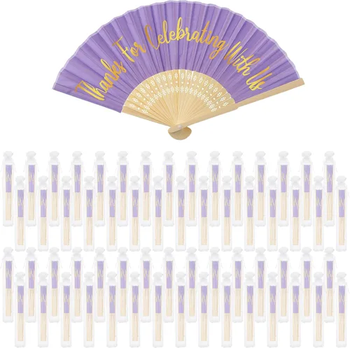 Tatuo 100 abanicos de mano de boda para invitados, ventilador plegable de mano a granel con bolsa de organza, gracias por celebrar con nosotros,
