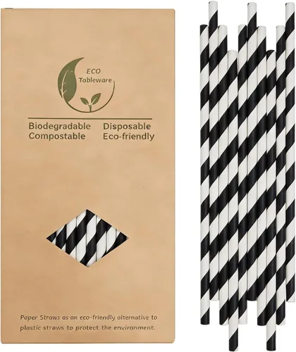 Miniatura 11 de Pajitas de papel a rayas verdes, biodegradables, desechables, de Navidad, verde y blanco, pajitas verdes primaverales de 7.75 pulgadas (100 cajas)