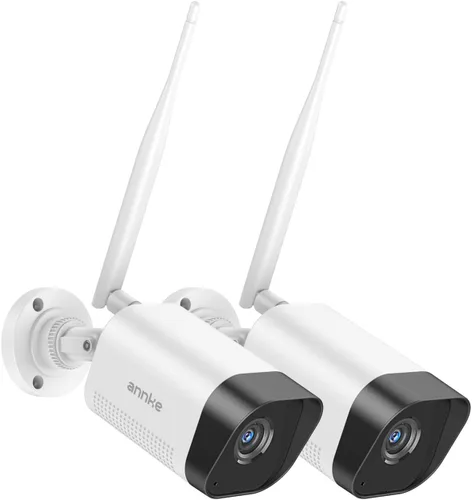 ANNKE Paquete de 2 cámaras de seguridad para exteriores Wi-Fi complementarias 2K, cámaras IP de vigilancia inalámbricas de 3MP con detección humana,
