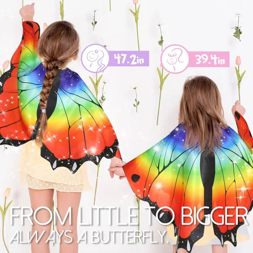 Miniatura 8 de iROLEWIN Alas de mariposa para niñas pequeñas a granel para niñas, alas de disfraces de hadas, juguetes de mariposa, regalos de fiesta, regalos