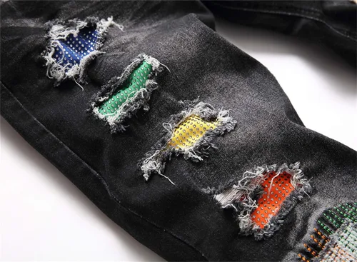 Miniatura 7 de AITITIA Jeans elásticos de ajuste regular rasgados para hombre