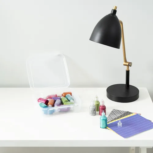 Miniatura 5 de IRIS USA - Paquete de 8 cajas de almacenamiento transparente de plástico para papel de álbumes de recortes de 6" x 6", organizadores portátiles