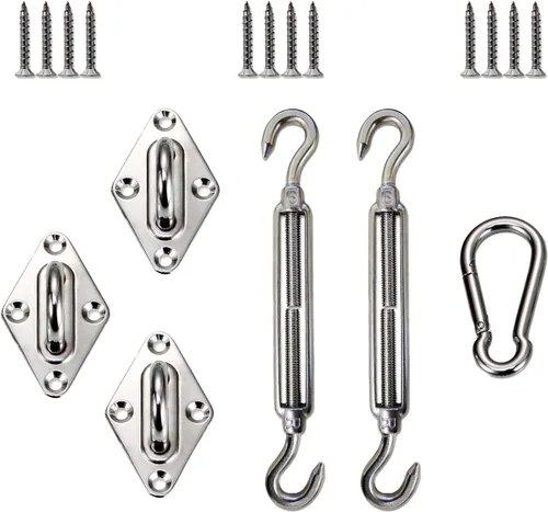 Miniatura 7 de E&K Kit de accesorios para toldo con cable de tensión, almohadilla de cabrestante para ojos y ganchos para instalación de velas triangulares
