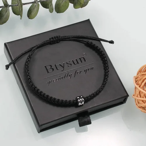 Miniatura 6 de Btysun Pulseras con iniciales para mujeres adolescentes niñas cuerda tejida trenzada regalos para el Día de la Madre para mamá su novia esposa