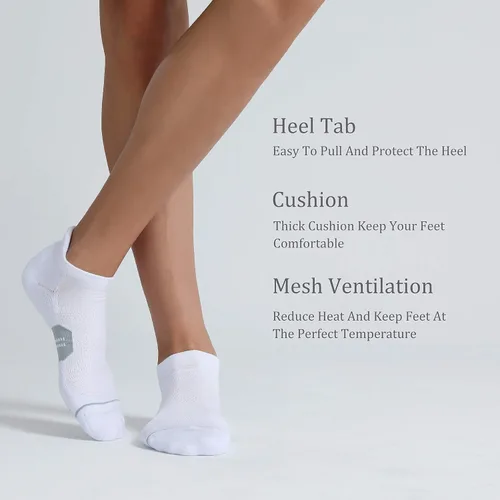 Miniatura 5 de CelerSport - Calcetines para correr, deportivas, para hombre y mujer, 6 unidades, con cojín, corte bajo, con pestaña.