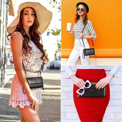 Miniatura 6 de nuoku Carteras para mujeres con ranuras para tarjetas de crédito con bloqueo RFID de gran capacidad
