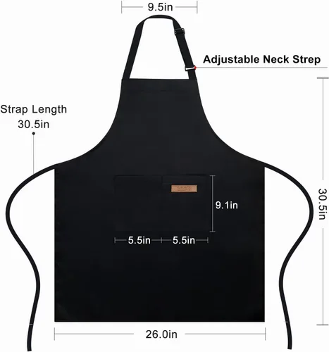 Miniatura 2 de Delantal ajustable, paquete de 2 delantales con 2 bolsillos, delantales de cocina para hombres y mujeres, para barbacoa al aire libre, hornear