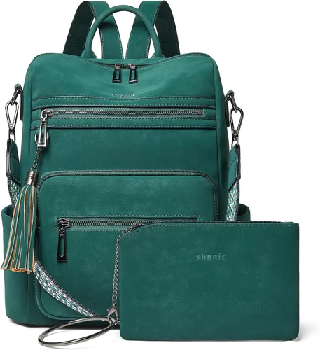 Miniatura 10 de Mochila de cuero Shrrie para mujer, bolso de diseñador de moda para mujer, mochila de viaje convertible, bolso de hombro con muñequera, Mochilas