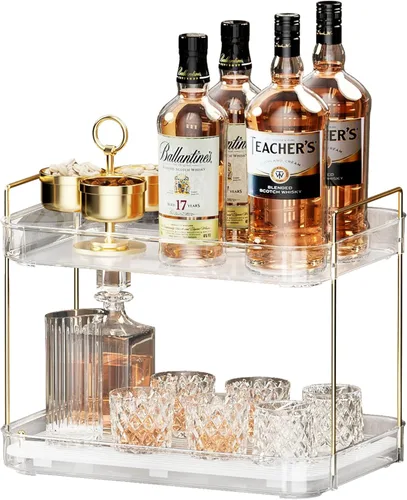 Miniatura 9 de Seoneiro Bandeja de whisky, estante para tazas de vidrio, soporte para tazas, organizador de taza de café, encimera de baño con tabla de drenaje
