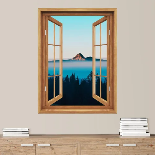 Miniatura 23 de SIGNWIN Adhesivo mural removible para pared, atardecer cielo naranja, otoño, bosque, árbol, paisaje, naturaleza, arte fino, rústico, paisaje