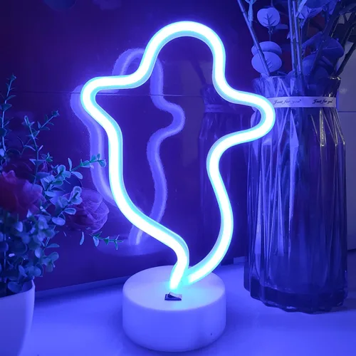 Miniatura 6 de JYWJ Letreros de neón con base de soporte, luz de neón alimentada por USB o 3 pilas AA, decoración de pared de escritorio LED, varias fiestas