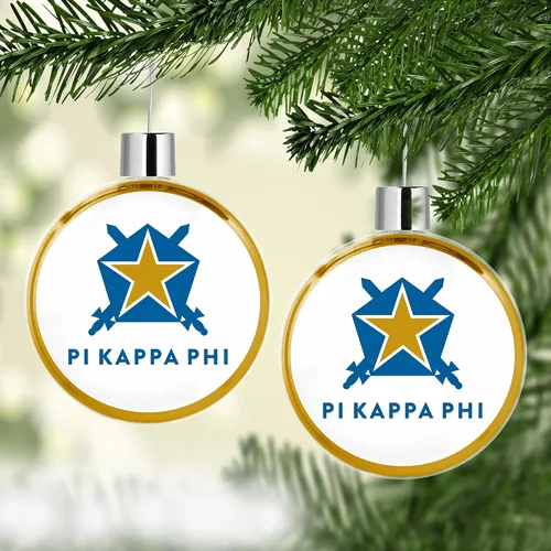 Miniatura 2 de Pi Kappa Phi Fraternity - Adorno redondo y plano para árbol de Navidad, decoración para fiesta de árbol, decoración del hogar y vacaciones