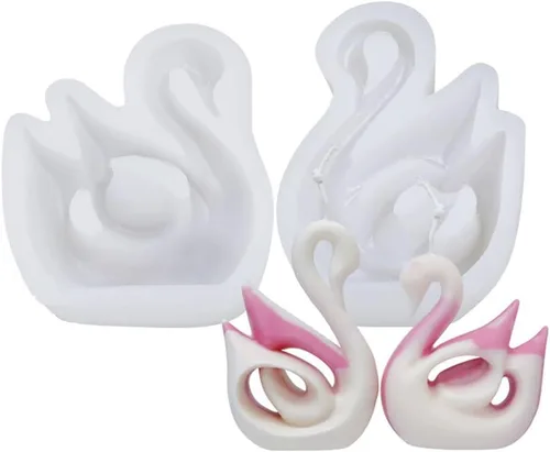 Cestony 2 moldes de silicona con forma de pareja de cisne para bricolaje, velas de resina, aromaterapia, cera de jabón, muestras de flores, arcilla,