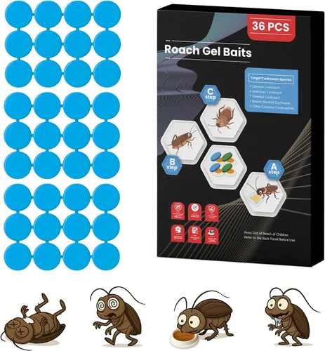Paquete de 36 Estaciones de Cebo en Gel Mata Cucarachas para Infestación de Cucarachas en Interiores, Potente Mata Cucarachas para el Hogar en