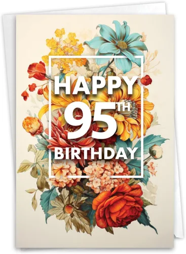 Miniatura 11 de NobleWorks - Tarjeta de feliz cumpleaños del 95º hito - Tarjeta divertida para niños de 95 años, humor para personas mayores - Ecuación de edad 95