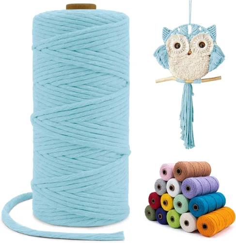 Miniatura 21 de Cuerda de macramé de una sola hebra de 0.197 in x 110 yardas, cuerda de macramé de algodón natural de 0.197 in, cuerda de algodón grueso para colgar
