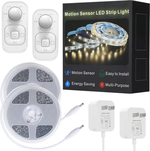 Miniatura 12 de Luces con sensor de movimiento para debajo del gabinete: tira de luces LED enchufables para interiores con adaptador aprobado por UL FCC, atenuador