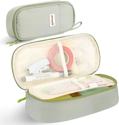 Miniatura 10 de Zzrywuty - Estuche de bolígrafos con cremallera, estuche de lápices portátil para oficina y viajes, estuche grande para lápices para adolescentes