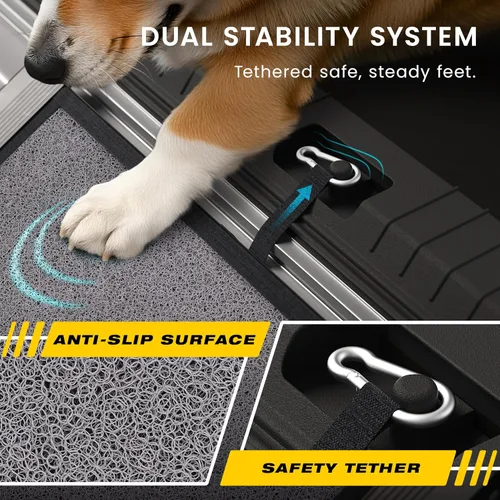Miniatura 3 de Rampa portátil para perros para automóvil, rampa plegable para automóvil, camión, SUV, cama alta y sofá con pies antideslizantes y alfombra