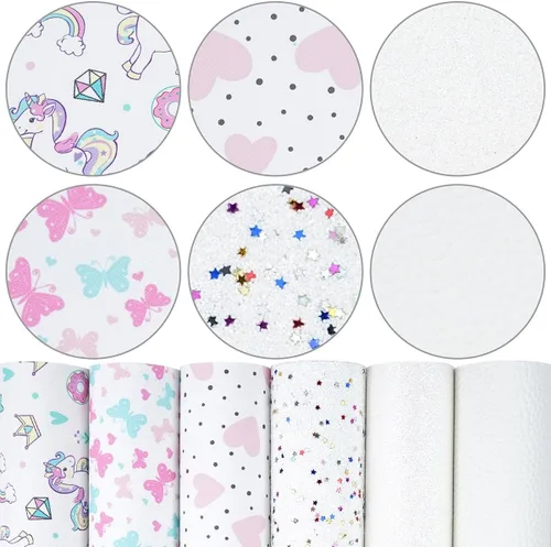 Miniatura 40 de Litchi Paquete de 6 hojas de cuero sintético de 8 x 12 pulgadas para aretes de lazo, tela de vinilo fácil de cortar para Cricut, cuero sintético