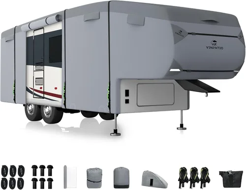 Miniatura 13 de VINPATIO - Cubierta resistente para remolque, cámper, Toy Hauler, caravana de 22 a 24 pies. de 7 capas, con correas resistentes al viento, cubiertas