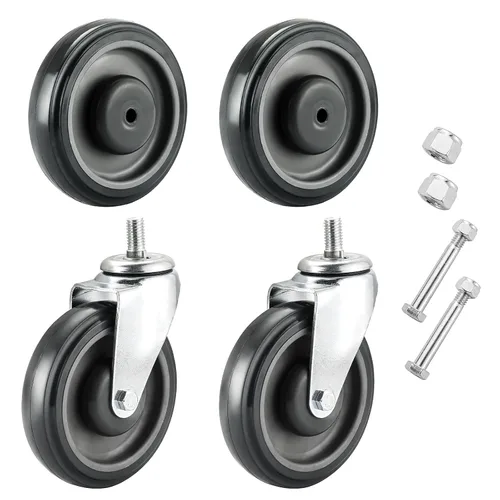 Miniatura 7 de MYFULLY Kit de ruedas de repuesto para carrito de compras de 5 pulgadas, ruedas de poliuretano escalonadas y completas con herrajes, ruedas