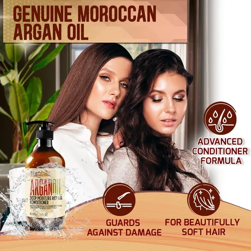 Miniatura 2 de Acondicionador marroquí de aceite de argán, productos sin sulfato para mujeres y hombres, hidratación profunda para cabello seco, rizado, teñido