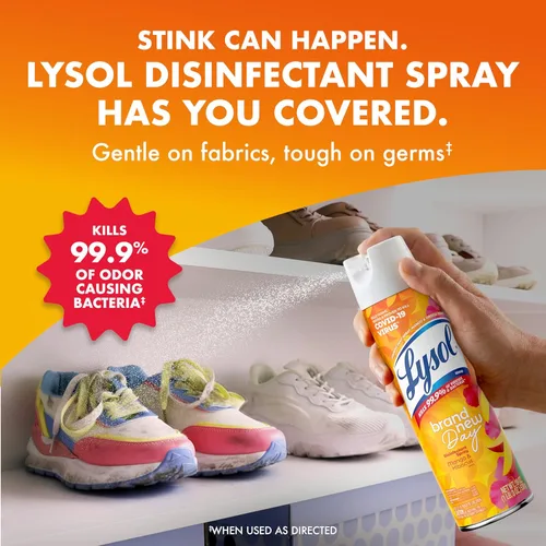 Miniatura 5 de Lysol Spray desinfectante, desinfectante y antibacteriano, para desinfectar y desodorizar, lino crujiente (2) + mango e hibisco (1), 19 onzas
