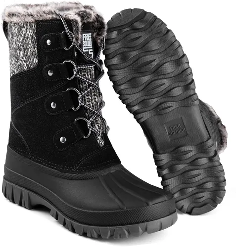 Miniatura 5 de FREE SOLDIER Botas de nieve impermeables de invierno para mujer, para clima frío, botas de pato de moda para exteriores, cómodas y aisladas