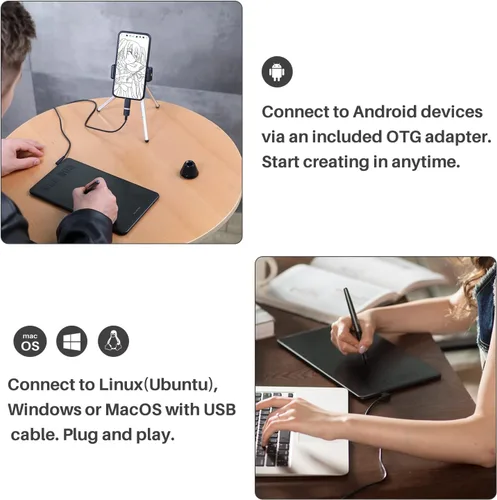Miniatura 5 de HUION Tableta de dibujo Inspiroy H640P Bloc de gráficos digitales para OSU! con lápiz óptico sin batería 8192 niveles sensibilidad a la presión 6