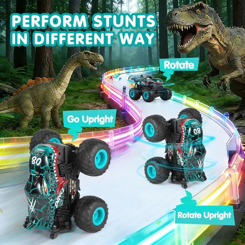 Miniatura 3 de DYODYORC Auto a control remoto, juguete de camión monstruo de dinosaurio todo terreno de 2.4 GHz, camión RC con música, 3 efectos de iluminación