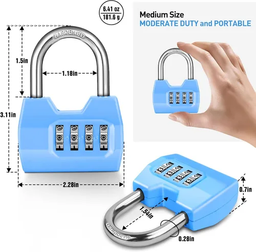 Miniatura 2 de 1 Paquete disecu Candado de Combinación de 4 Dígitos, Impermeable para Exteriores, para Casillero de Gimnasio Escolar, Cerca, Portón, Cobertizo