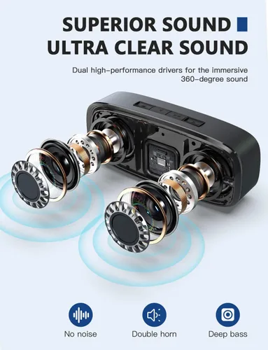Miniatura 2 de LENRUE Altavoz Bluetooth, altavoz portátil inalámbrico con sonido estéreo fuerte, graves intensos, tiempo de reproducción de 12 horas, micrófono