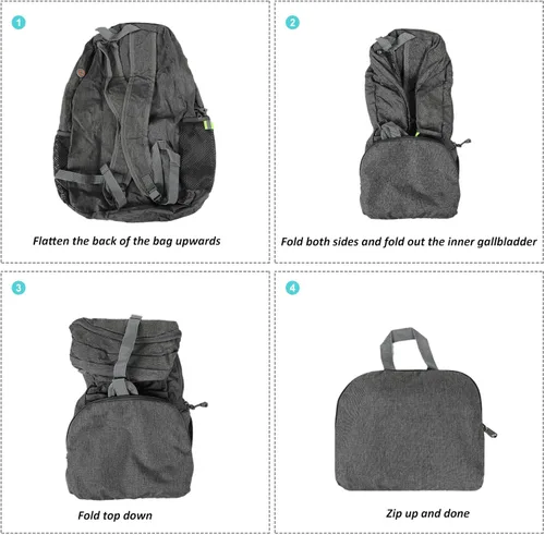 Miniatura 3 de TANTOMI Mochila plegable ultraligera de 25 litros, mochila de senderismo plegable para viajes, saco de gimnasio de bolsillo compacto