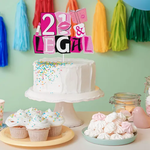 Miniatura 6 de Decoración para pastel de 21 cumpleaños 21 (niña rosa)