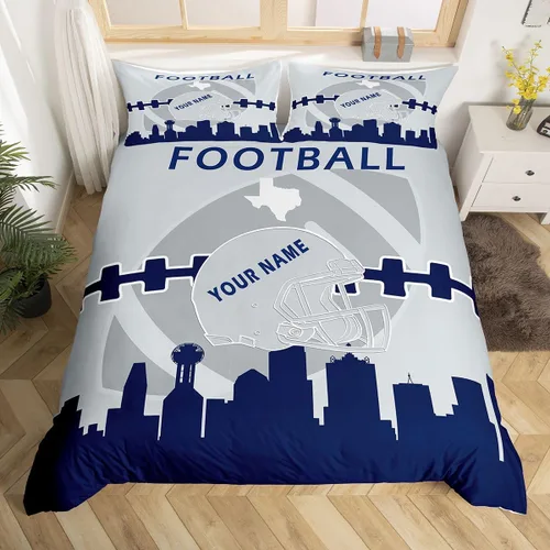 Miniatura 28 de Erosebridal Juego de funda de edredón personalizada para niños y niñas, juego de cama de jugadores de fútbol, funda de edredón de rugby con 1 funda
