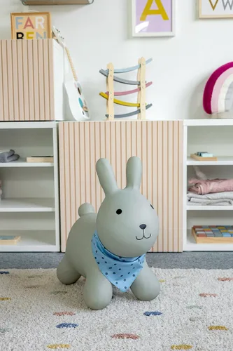 Miniatura 7 de Kindsgut Conejo de tolva de animales hinchables para niños, diseñado en Alemania, colores divertidos y modernos, bomba de aire incluida