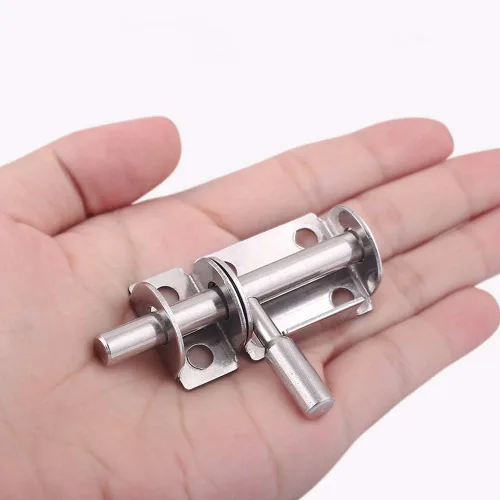 Miniatura 5 de Mini cerrojo deslizante para puerta, 2.6 pulgadas de acero inoxidable resistente (paquete de 2) OLT con orificio para candado, pestillos interiores