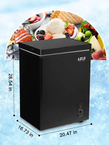 Miniatura 4 de Mini Chest Freezer 3.5 Cu.Ft 7 Gears Temperature Control Compact Deep Freezer with Top Open Door and Removable Storage Basket Black