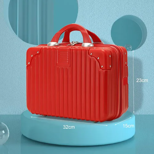 Miniatura 4 de Viaje de maquillaje para mujeres y niñas, estuche portátil impermeable para cosméticos de ABS con banda elástica y cremallera, funda rígida