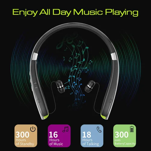 Miniatura 3 de Auriculares Bluetooth, auriculares Bluetooth con banda para el cuello mejorados 2025 con auriculares retráctiles, auriculares estéreo con Gris