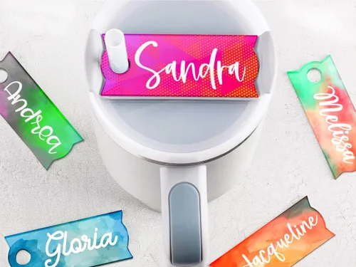 Stanley - Placa de nombre personalizada para tapas, etiqueta de nombre acrílica para vaso de 40, 30, 20 onzas, accesorios coloridos personalizados