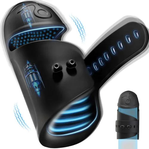 Masturbador masculino vibratorio impermeable y envolvente completo de 360°, con hebilla ajustable, vibrador de pene masculino con 10 vibraciones