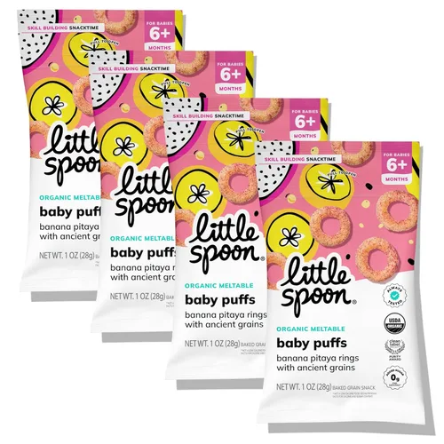 Miniatura 9 de Little Spoon Puffs de Kale y Manzana Fundibles para Bebés Orgánicos, Quinoa de Maíz Orgánico y Sorghum, Sin Arroz, Sin Azúcar Añadida, Fomenta