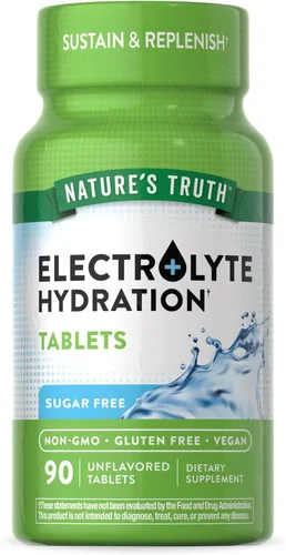 Nature's Truth Tabletas de electrolitos | Sin azúcar | 90 unidades | Suplemento de hidratación vegano, sin OMG y sin gluten | con minerales